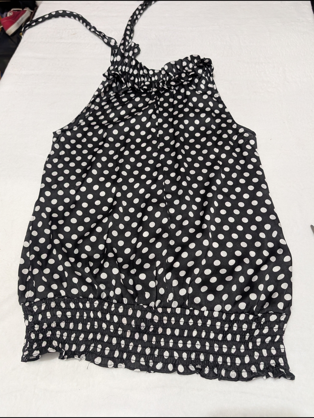 Black and White Polka Dot Halter Camisole Old Money Minimalist Business Casual